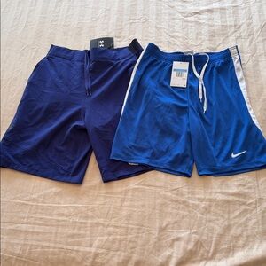 Nike Dri-FIT Slim Fit and Under Armour Fitted Shorts Blue Lightweight Medium NWT